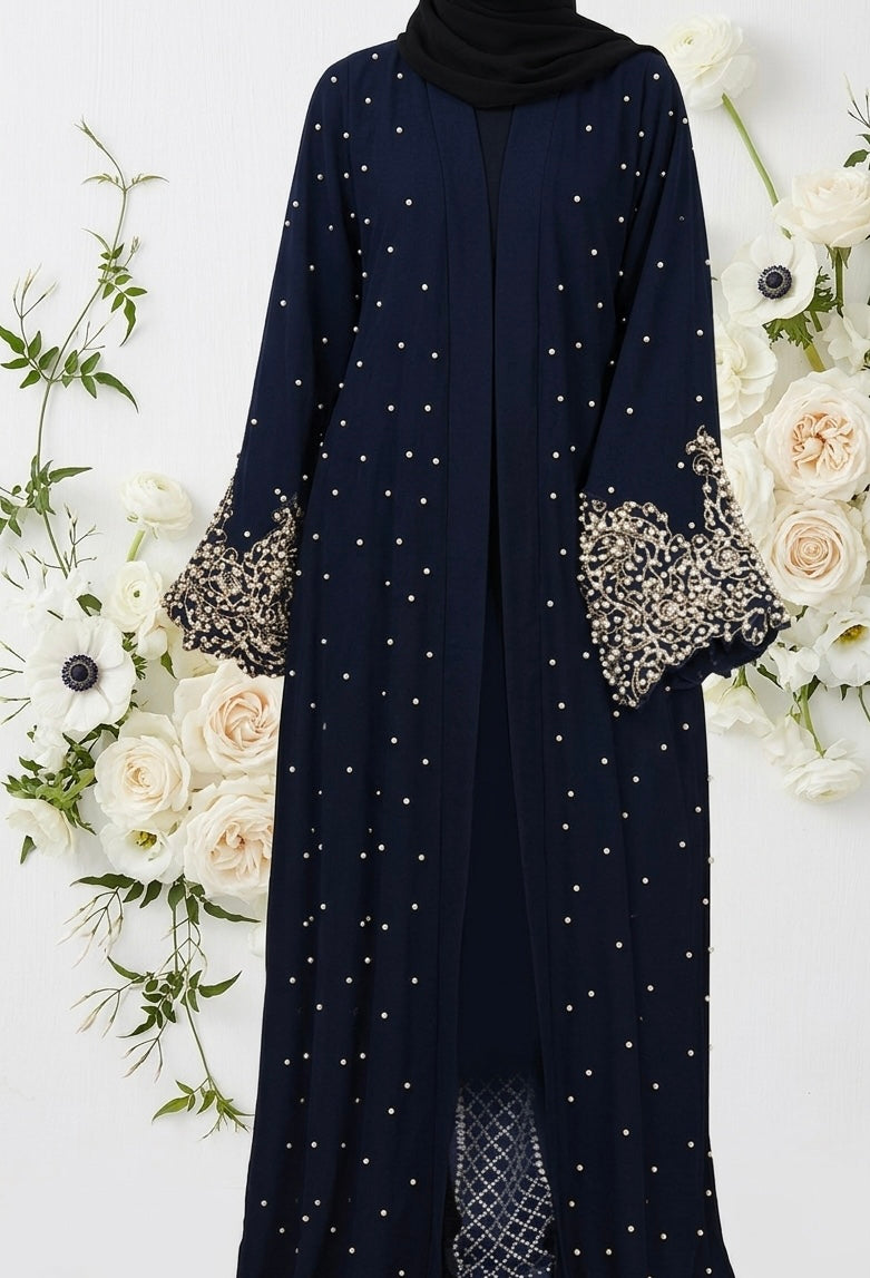 Pearl & Gold Embroidered Luxury Abaya